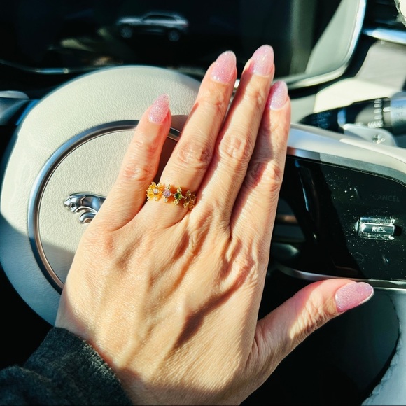 Candy Shop Multicolor Crystals Sparkle Gold 18k Gold-Plated S925 Size 6 - Picture 3 of 6